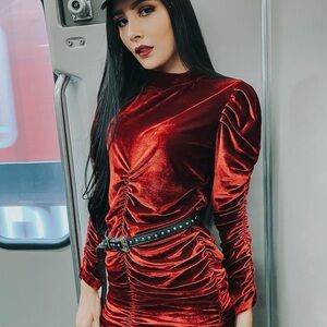Elegant Velvet Red Dress
